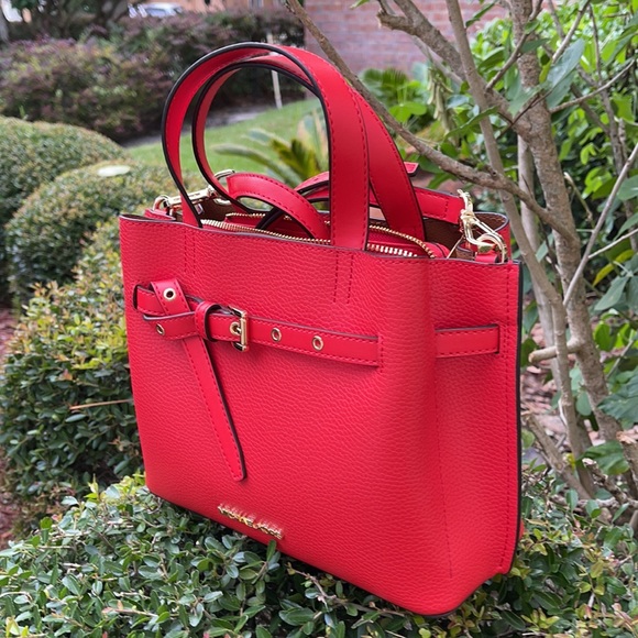 MICHAEL KORS EMILIA SMALL SATCHEL DARK SANGRIA - Picture 4 of 16